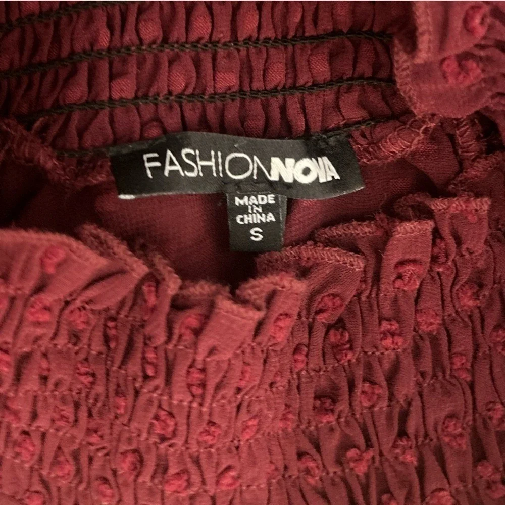 Fashion Nova Cottagecore Plum / Burgundy Ruffle Mini‎ Dress Size Small